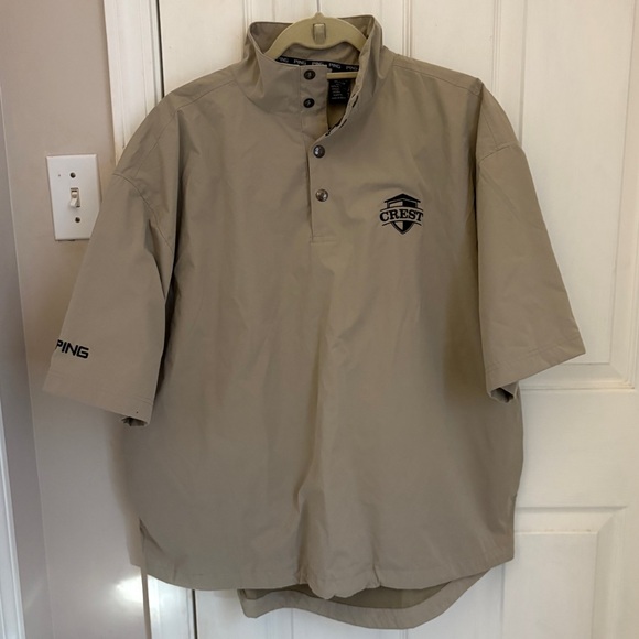 Ping Other - NWT!! Ping Brand Pull-Over Short Sleeve Rain Jacket in Khaki with Crest Logo